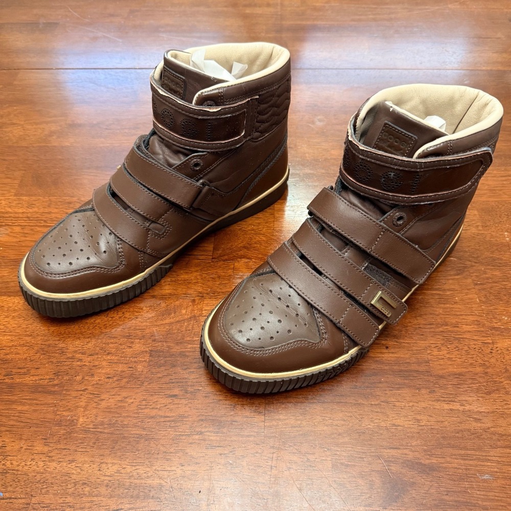 COOGI Mens Brown Leather High Top Sneakers Shoes‎ Size US 10 EUR 44